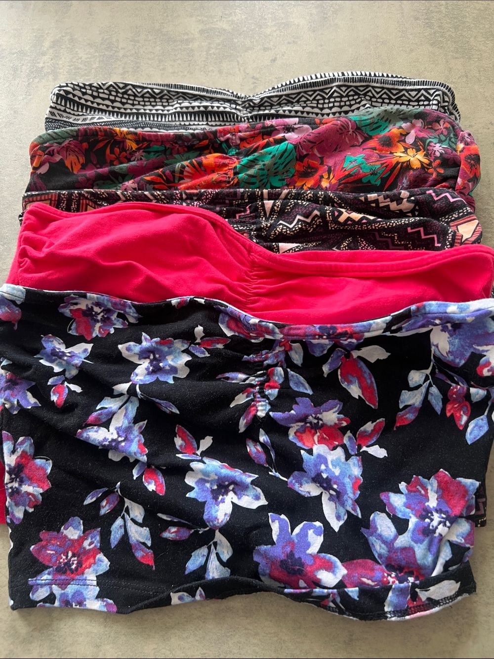 Garage Women’s Floral and Hot Pink Bandeau Crop Tops